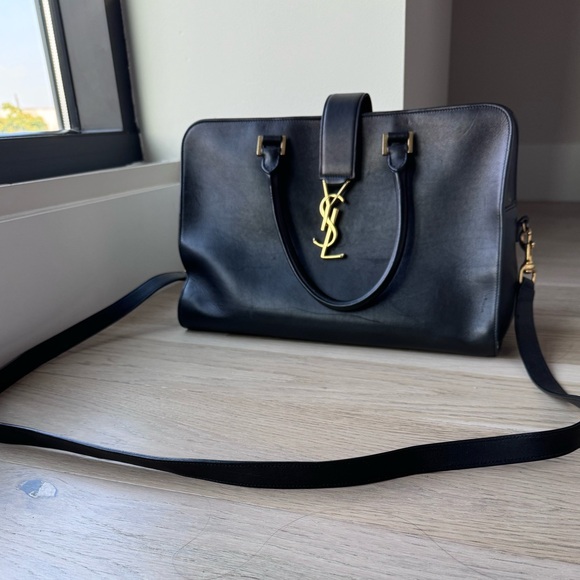 Yves Saint Laurent Calfskin Monogram black leather Cabas bag - Picture 2 of 7